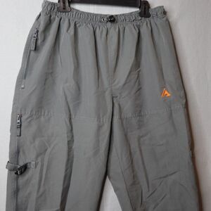 VTG Parachute Pants Men Large Gray Orange Vented Capri Active Gym Athletic Works